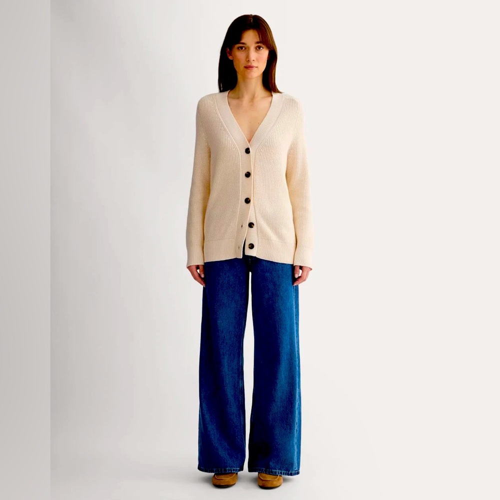 NWT EVERLANE Long Cocoon Cardigan 100% Cotton CANVAS SZ XL